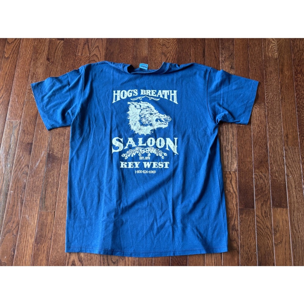 Vintage Stedman Hog's Breath Saloon Key West T-Shirt XL Blue Single Stitch USA